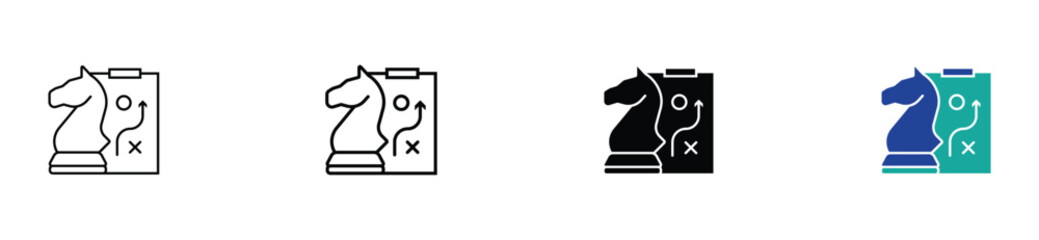 Strategy planning icon with chess knight for business and leadership © najwa