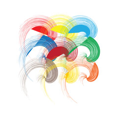 Abstract Radial Swirls of Colorful Curved Lines
