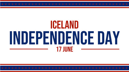 Iceland Independence Day banner in minimal modern style on white background, suitable for social media, promotions, and announcements