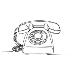 Retro rotary telephone silhouette on black background