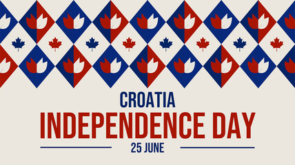 Modern Croatia Independence Day banner template on white background, ideal for cultural pride and national events