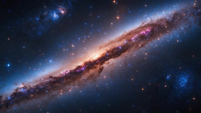 Beautiful spiral galaxy with vibrant pink and purple highlights in a vast starry cosmos showcasing intricate cosmic structure and depth in a mesmerizing night sky. - Powered by Adobe