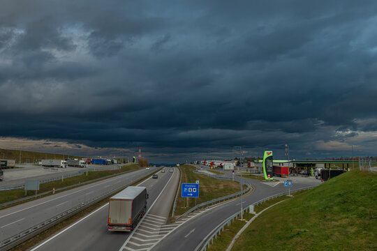 Autumn afternoon with highway and petrol station near Chotycany CZ 11 20 2025