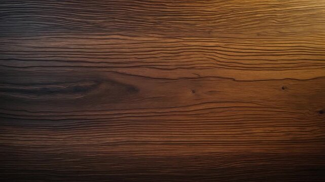 Smooth dark wooden surface transitioning from rich brown to warm golden tones showcasing subtle changes in light and texture in a close-up shot over time