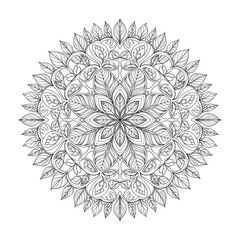 Intricate black and white floral mandala design