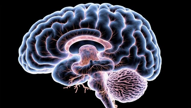 Image of a cross section through the human brain focusing on the limbic system