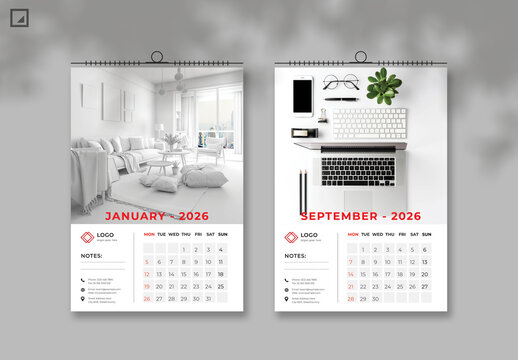 Minimal 2026 Wall Calendar Poster Design