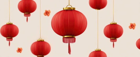 The vibrant Chinese New Year red lantern pattern background glows with festive warmth and joy