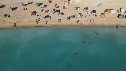 lefkada, greece, porto katsiki beach aerial view