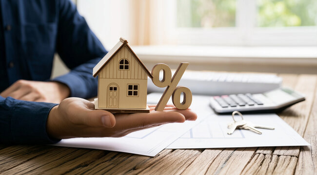 Real estate, mortgage, or home loan finance symbol ideal for advertising, banking, property services, or investment themes.