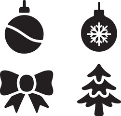 Fototapeta premium Set of four black Christmas icons in silhouette style