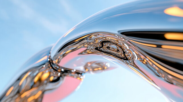 This image features a mesmerizing metallic fluid sculpture captured in a thrilling dynamic form, representing the interplay between art, nature, and abstract emotions.