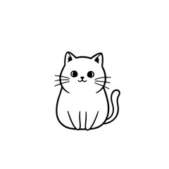 Simple white cartoon cat sitting on a black background