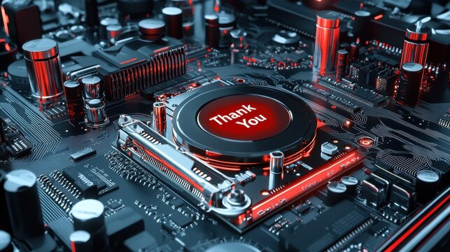 Thank You Message on Circuit Board with Futuristic Technology Design