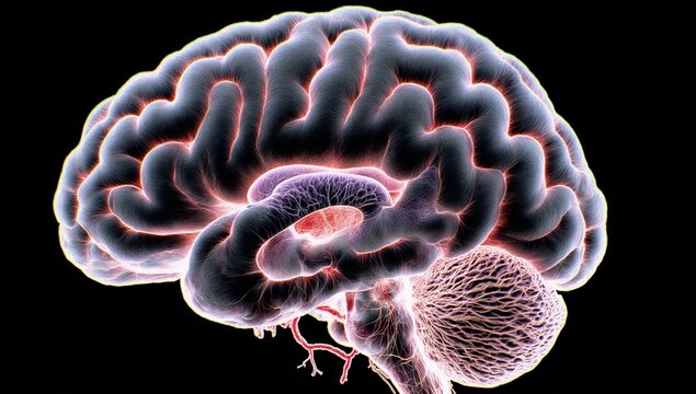 Brightly colored view of brain anatomy
