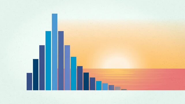 Bar Chart Increasing and Decreasing With Sunrise Horizon Landscape