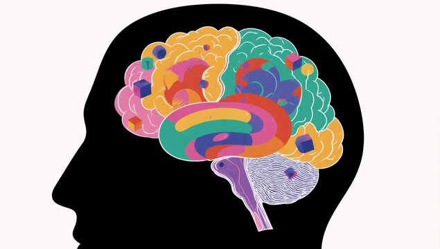 Brain hemisphere illustration depicting the creative and logical halves of human cognition