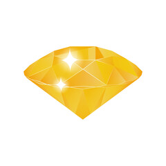 Illustration of a yellow Gemstone. Diamond shape
