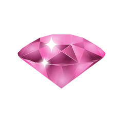 Illustration of a pink Gemstone. Diamond shape