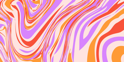 Bright wave groovy pattern. Vector wavy colored background. 70s psychedelic banner. Eps 10
