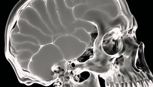X-ray image of head and brain