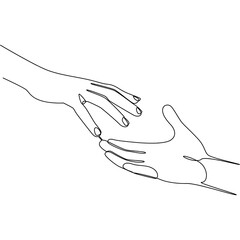 two hands will shake each other one line art illustration