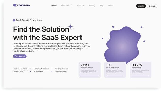 Modern web page SaaS Growth Solutions Find Experts for Business Success and Innovation Boost Your Strategies with SaaS Consulting