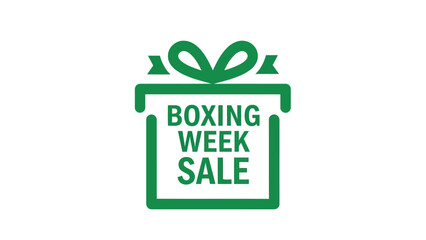 Vector illustration of green icon of a gift box with a bow ribbon and text boxing week sale, perfect for holiday promotion