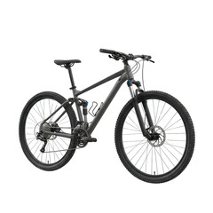 Obraz premium Dark Gray Full Suspension Mountain Bike Product Shot isolated on Transparent Background