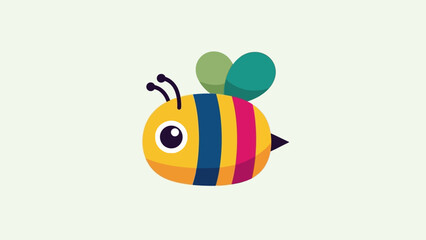 Obraz premium A Cute Cartoon Bee with Colorful Stripes and Round Body Design