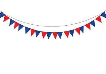 Vector illustration of red and blue triangle pennant banner garland decoration for celebration or party