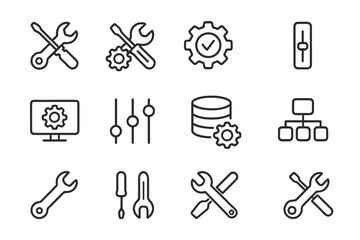 Outline Icons for Technical Settings, System Management, Configuration, and Maintenance Interface