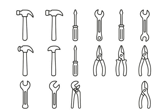 Seamless pattern of construction and repair hand tools including hammers, wrenches, and screwdrivers