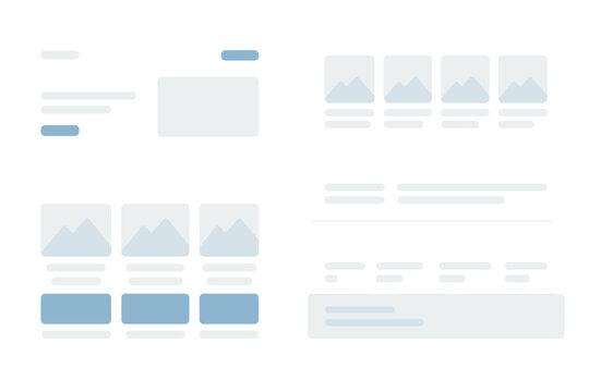 Skeleton screen layout template for modern website user interface design