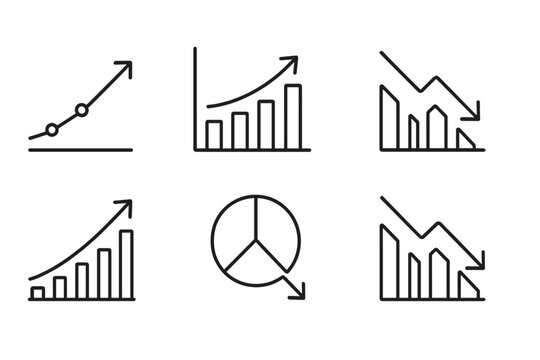 Financial data analysis symbols for market performance and statistical reports