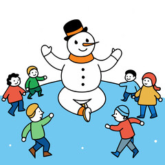 children playing in the snow