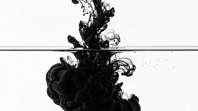 Black ink dissolving in water, abstract concept - Powered by Adobe