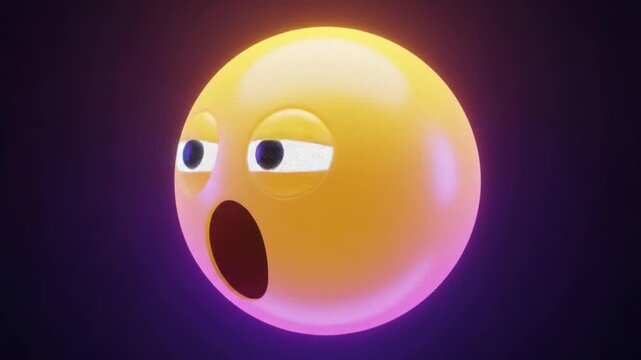 Shocked Emoji Face with Wide Eyes and Open Mouth on Dark Background.