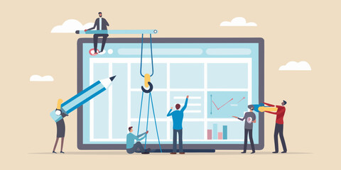 Teamwork and collaboration building a business strategy on a large screen