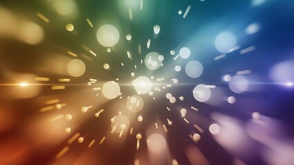 Abstract colorful bokeh lights with radial motion blur effect and vibrant lens flare background