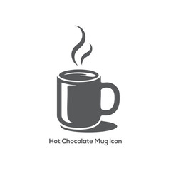 Steaming Hot Chocolate Mug Icon Silhouette, Cozy Winter Drink Cup Vector Illustration for Christmas Cafe Menu and Seasonal Design

