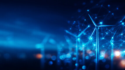 Advanced wind energy infrastructure with technology elements creates futuristic atmosphere