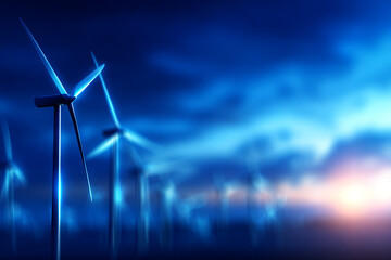 Wind energy infrastructure with advanced technology elements creates serene atmosphere