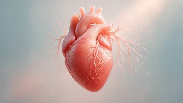 Human heart beating with coronary arteries animation background