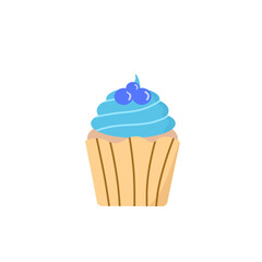 Blueberry cupcake illustration. Blueberry cupcake icon. Cupcake logo cartoon. Sweet dessert icon art