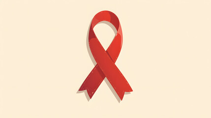 simple flat illustration of red awareness ribbon