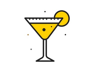 Vector illustration of a yellow cocktail with lemon isolated on white background