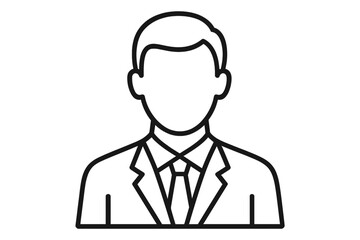 Professional man in a business suit and necktie, simple profile bust graphic