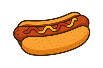 Classic American hot dog sandwich with ketchup and mustard on a toasted bun