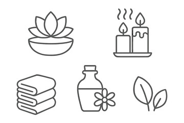 Minimalist symbols for spa, wellness, relaxation, massage, and natural beauty